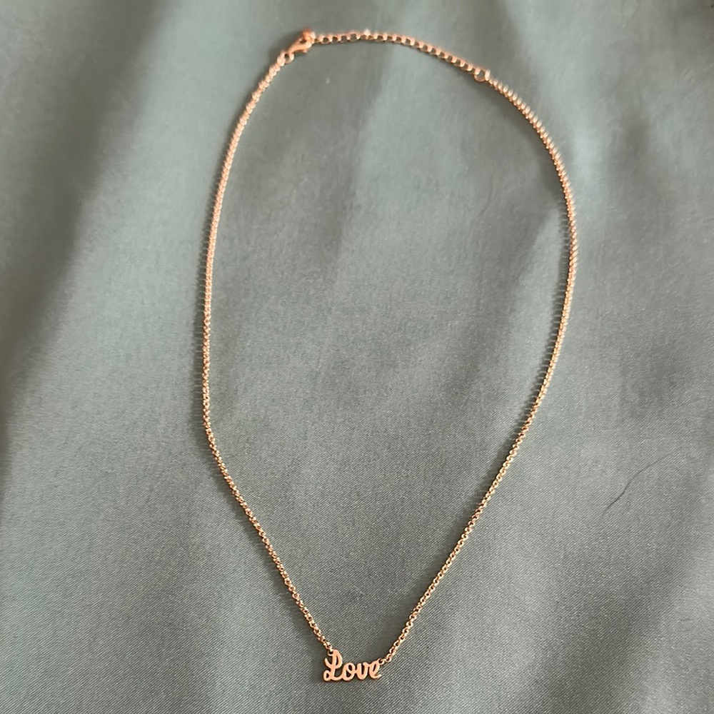 Elegant Gold Plated Sterling Silver 'Love' Necklace